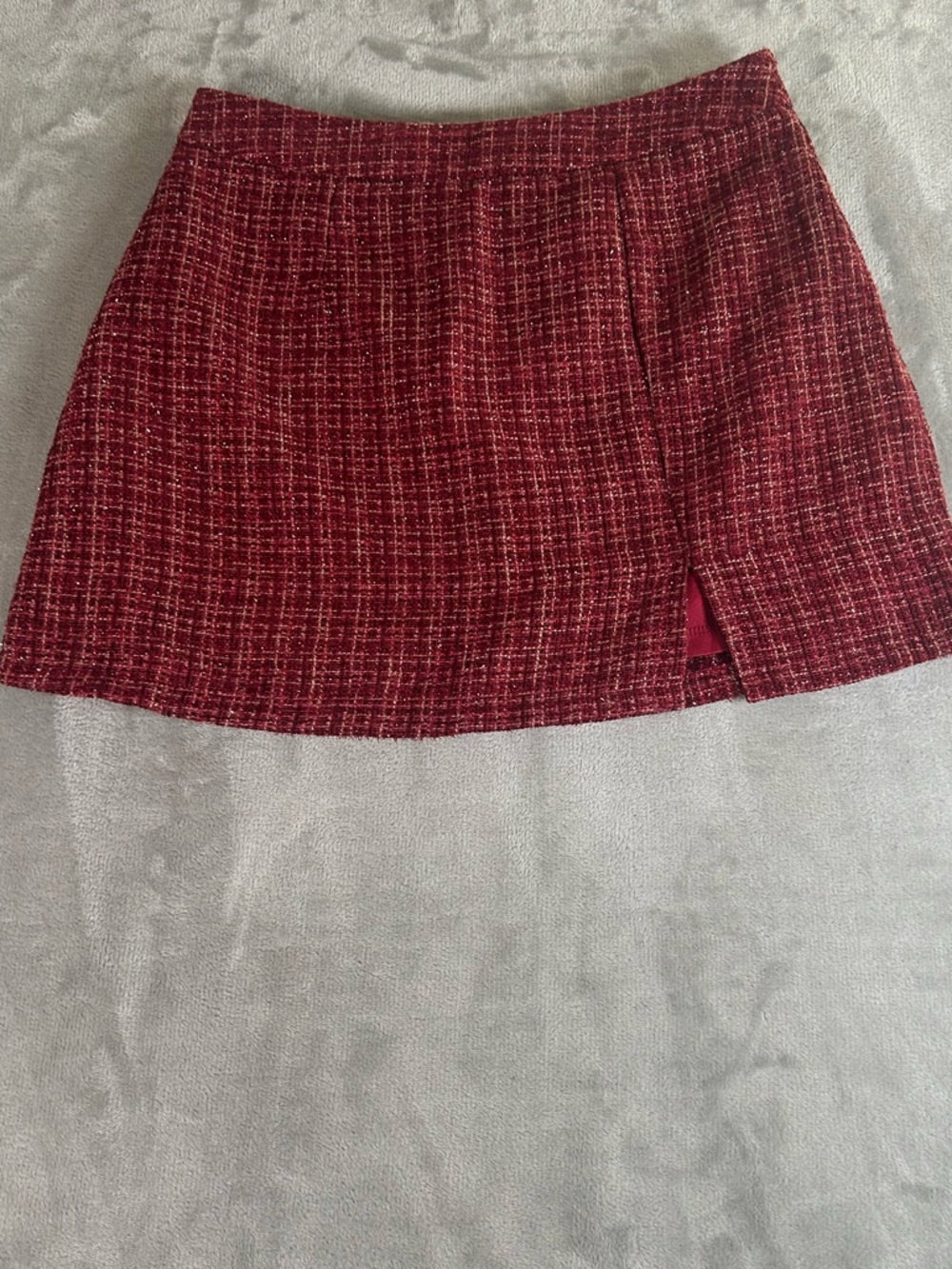 Francesca's Collections Blue Rain Burgundy Tweed Skirt - Picture 4 of 12